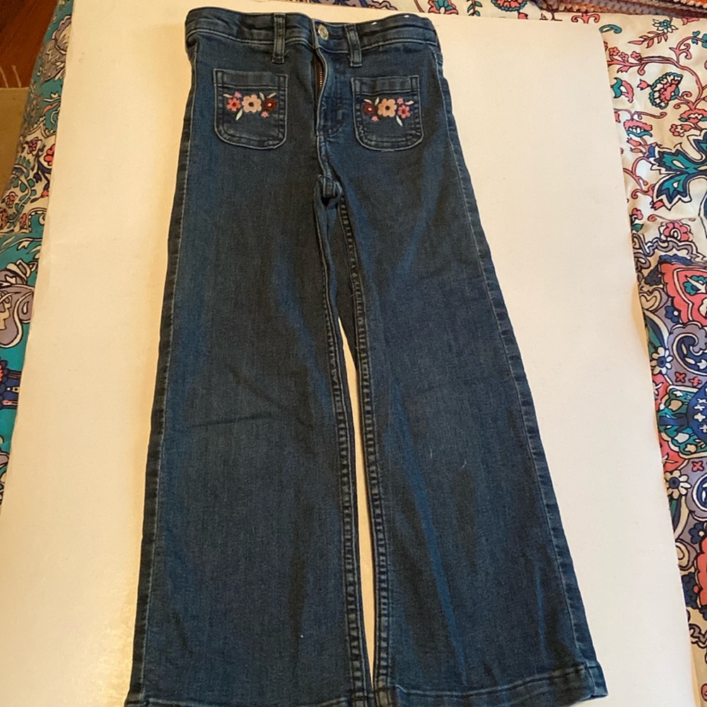 Girls Jeans with Embroidered Flowers on pockets Size 6
